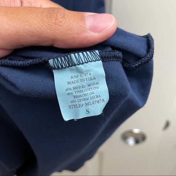 Ella Moss Tie Waist Dress Blue V Neck S - Picture 5 of 8